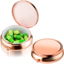 Pill Box Cute Small Pill Box for Purse &amp; Pocket Medicine Organizer Travel Pillbox Waterproof Pill Case Metal Pill Container Holder for Vitamins, Fish Oil, Supplements (Rosegold)
