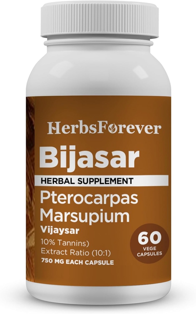 BylinkyForever Bijasar(Indian Kino Tree, Malabar Kino) -Extra Strength(10:1) Extract,Equiv.to 4800mg Bark Powder Per Serving-Liver Support & Detox Blood Cugar & Phyleed10% Tannins