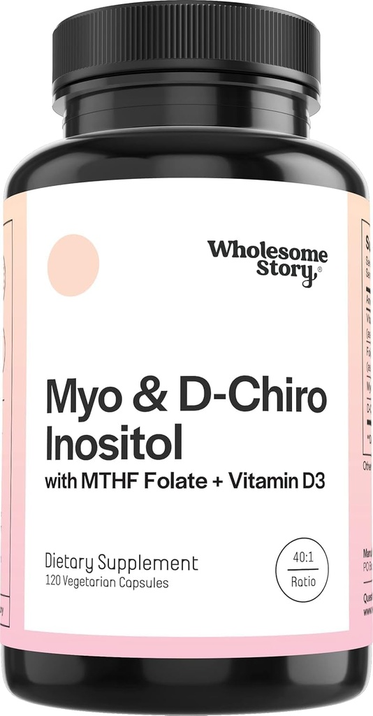 M-y-o in-os-itol & D-Chiro Inositol 캡슐 MTHF, Folate, 비타민 D|Ovarian Function, 호르몬 균형, & Homocysteine Level에 대한 지원 | 여성용 불임성 보조제 | 40:1 비율