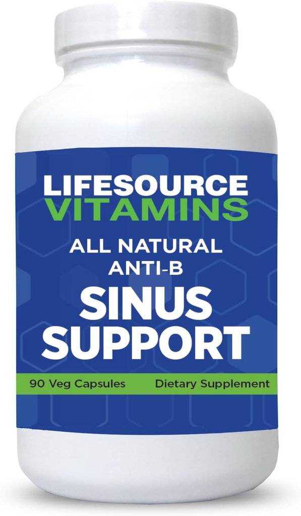 LifeSource Vitamins All Natural Anti- B Sinus Support - 14 All Natural Ingredients - 90 kapszula - Proprietary Formula