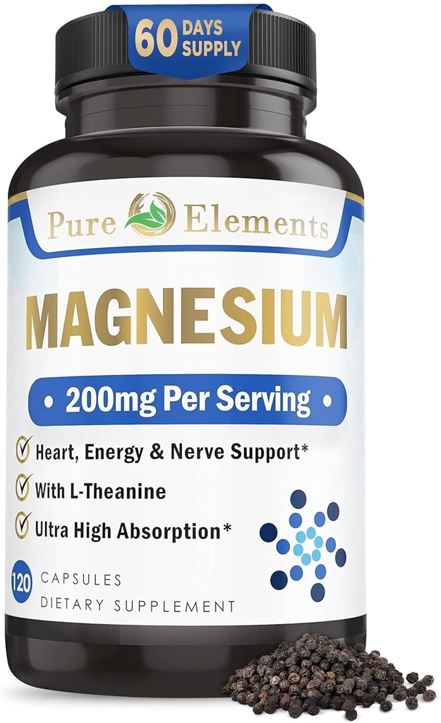 Magnesium Glycineer met L-Theanine, Potassium en Zwarte peper - Ultra High Absorptie, 120ct
