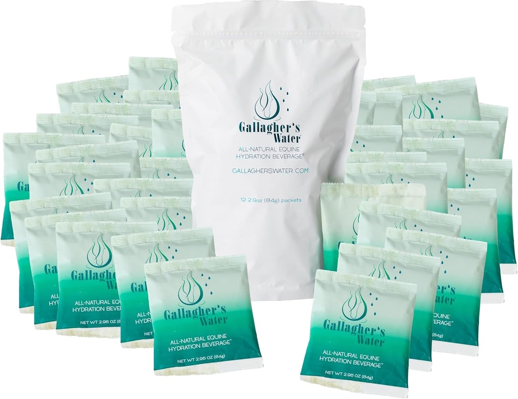 Gallagher's Water 120 Pack All-Dabic Patented Equine Hydration Treat - Enhancement Pulveris Mix Horse Drink Treat, lai palīdzētu mudināt dzert ūdeni - izgatavots no visām dabīgām sastāvdaļām, FEI Compliant