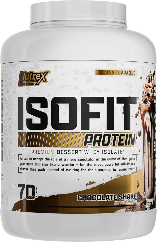 Nutrex Research IsoFit Whey אבקת חלבון מיידי 100% חלבון Whey חלבון Isolate (70 משרתים, שוקולד שקד)