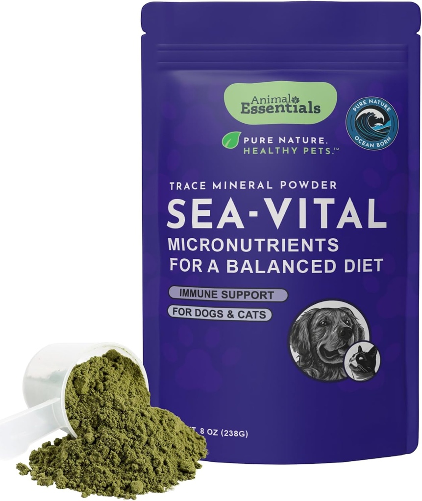 Animal Essentials Ocean Kelp for Dogs & Cats - התמיכה Thyroid, תוסף Thyroid, אבקת Sea Kelp, Trace מינרלים, Veterinarian המומלצת - 8 Oz