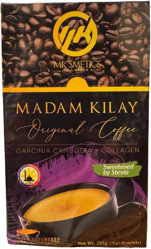 Slimming-K Caffè di Madam kilay, Fat Burner + Collagen (21g), 10 conte (Pack di 1)