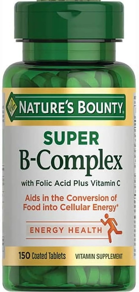 Nature's Bounty Super B-komplex s kyselinou listovou Plus vitamín C, 300 tabliet (2 x 150 počet fliaš)