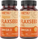 DEVA Organické vegánske vitamíny Ľanový olej - bohatý na Omega-3, pretlačený a nerafinovaný - 90 kapsúl, 2-Pack