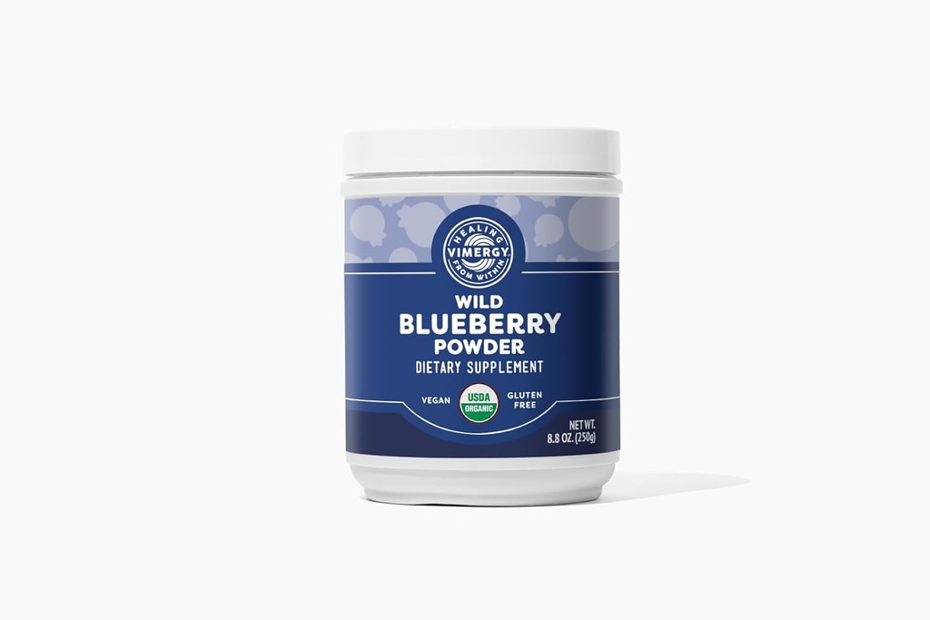 Vimergy Wild Blueberry Powder – Protects Brain Health* - Supports Cardiovascular Function* – Organic, Vegan & Gluten-Free – Regular Size 250g