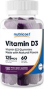 Nutricost Vitamina D3 Gummies 5.000 UI (125mcg), 120 Gummies - Bagas mistas com sabor, 60 Servings