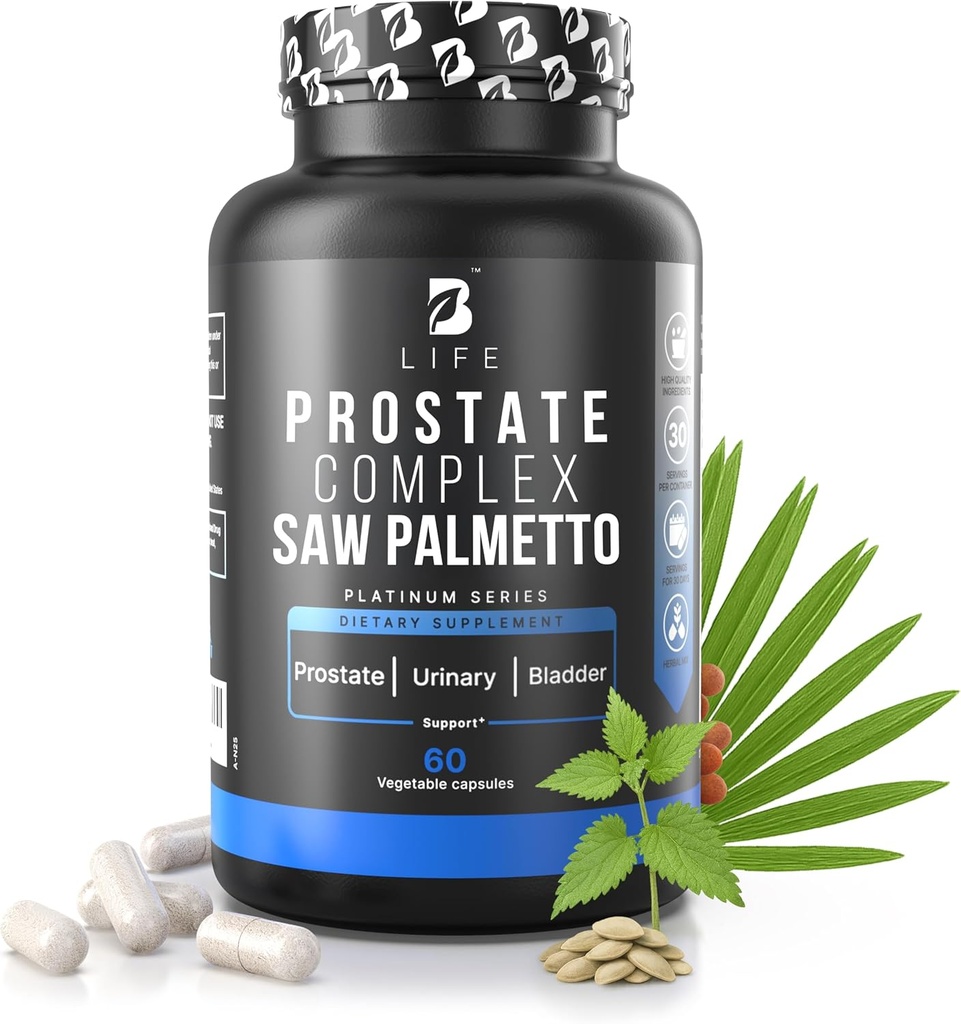 Super Palmetto ile Erkekler için Prostate Health Supplements for Men with Saw Palmetto for Men & Riley Seed Oil Capsules - Sting Nettle Root / 60 Capsules - 30-Day Supply