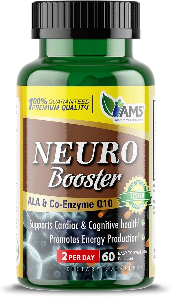 American Medic " Science Neuro Booster (60 Capsules) ) Nutritional supplement for Brain Health ) Vitamin Pills for better Memory and Cognitive Function | with Coenzyme Q10, ALA, and Acetyl L-Carnitine