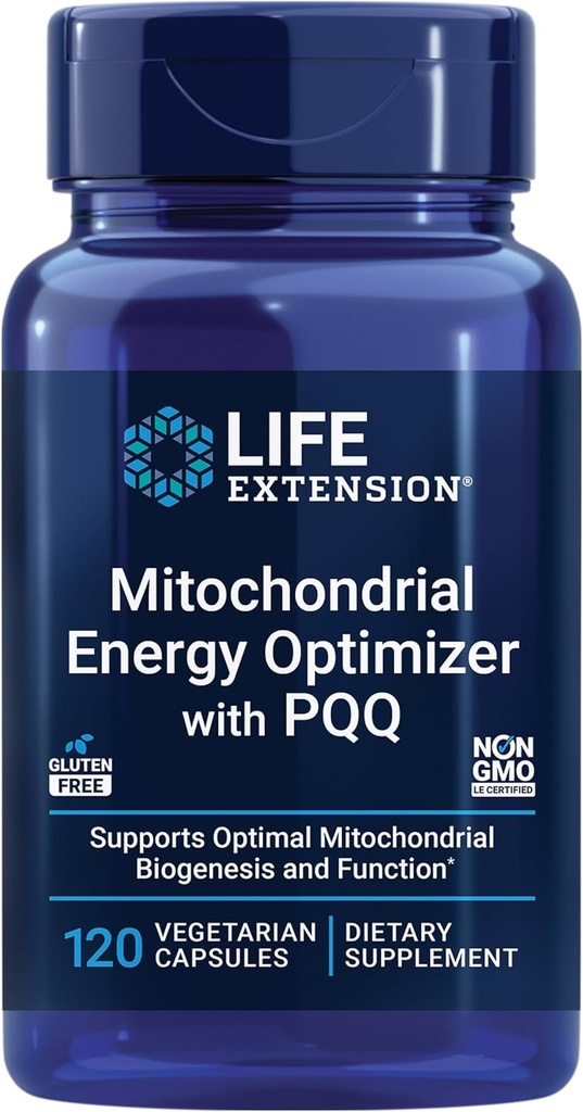 Life Extension Mitohondrial Energy Optimizer with PQQ - Enerģijas papildinājums veselīgai Mitohondrijai - ar Taurīnu, B vitamīnu, pirolohinolīnu Hinonu - bez lipekļa, ne-GMO - 120 Veģetārās kapsulas