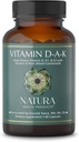 Natura Health Products Vitamin D-A-K Supplement - Unterstützt gesunde Knochen, Herz und Vision-Funktion, mit Vitaminen D3 5000 IU, A 1000 IU, K2 50 mcg, K1 550 mcg, Bioverfügbar (60 Kapseln)