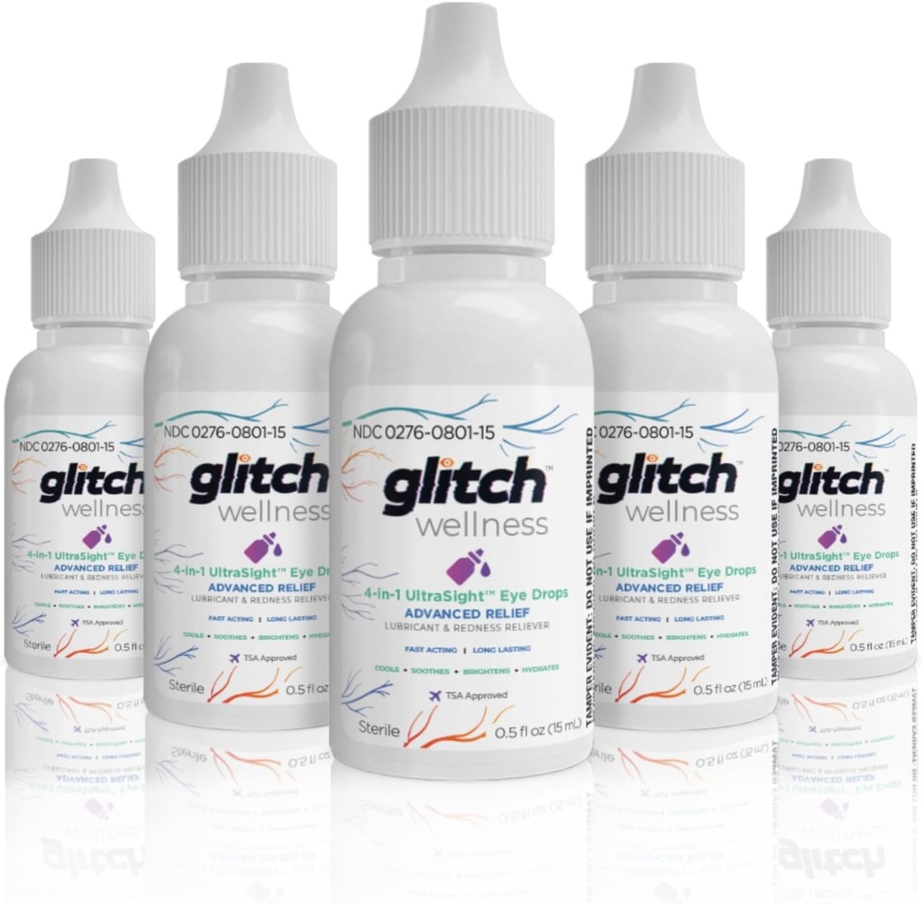 Glitch UltraSight Eye Drops for Dry Eyes 15mL - 4 in 1 Advanced Relief Dry Eye Drops - All Day Comfort with Hydration, Lighting, Cooling - Ефективно Подстригване и сухота (5)