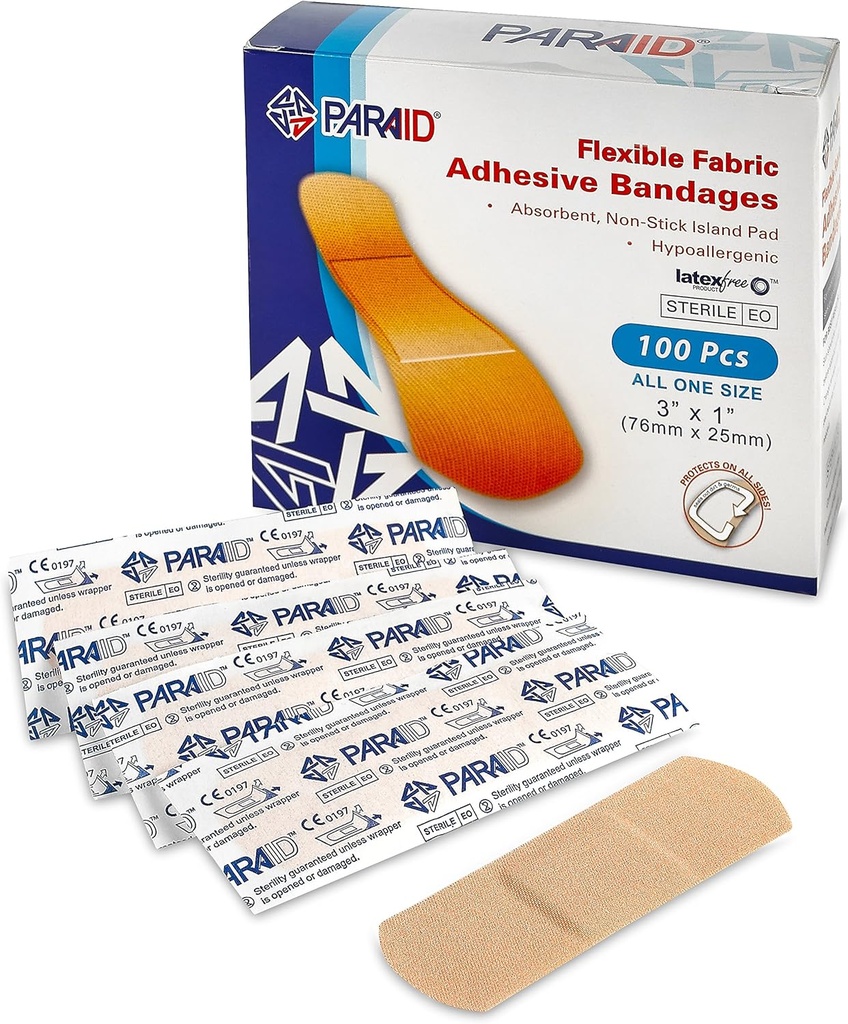 Bandagens de tecido flexível - Bandagens de adesivo de tecido flexível Bandagens de ponta de dedo Knuckles e bandagens de polegar para cuidados de dedo e para proteger feridas de infecção - (100 Count Box)