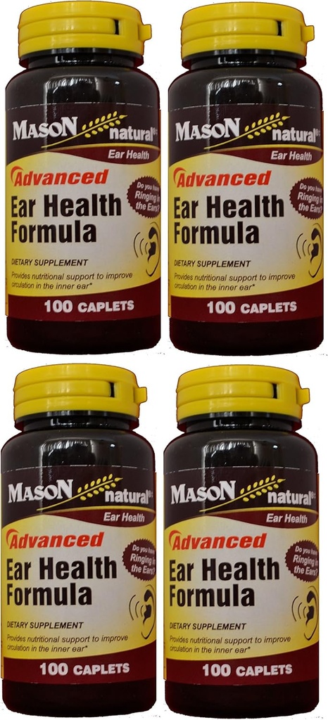 Mason Natural Advance Ear Formula Bioflavonoids Plus 100 cápsulas por botella Pack 4 Total 400 Caplets