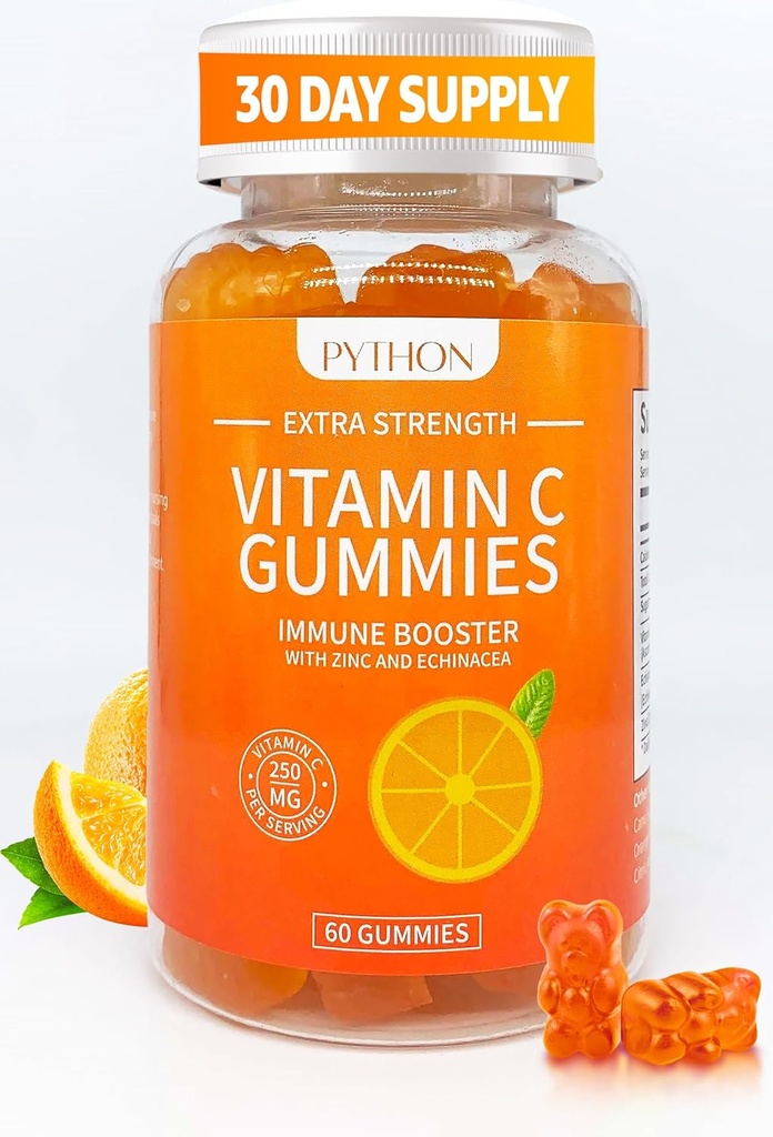 Chất bổ sung vitamin C + Echincya cho sức khỏe phổi, hỗ trợ sản xuất thuốc kháng sinh, da, miễn dịch và sức khỏe, 60 thức ăn chay cho người lớn và trẻ em - nguồn cung cấp hàng tháng