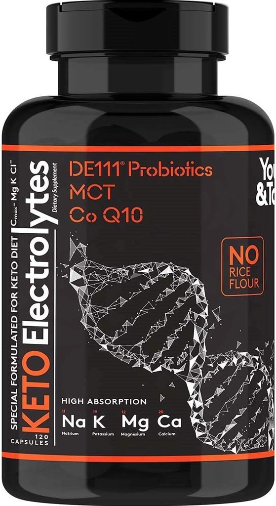 Cápsulas de Eletrolito de Keto com MCT, Magnésio, Potássio e Zinco – Probióticos, CoQ10 e Vitamina D3 para Hidratação, Energia, Suporte de jejum, Dietas de Baixo Carb & Carnívoro – 120 Pílulas sem sabor