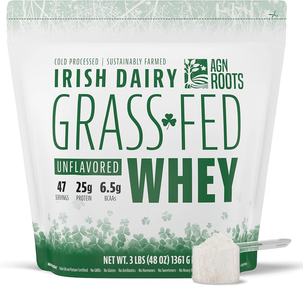 AGN Roots Grass Fed Whey Proteine Powder Izolat - Nearomate - Neîndulcite - Certified Entire Life on Pasture - A Greener World - AGSPA Înregistrate Brand List - Informate-Sport - 3lbs