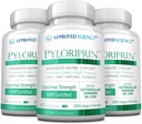 Stiinta aprobata Pyloriprin - Advanced Digestive Support for A Healthy Stomac - Zinc L-Carnosine, Probiotic, Broccoli Sprout, Licorice deglicyrhized - 180 Capsule - Trei luni de aprovizionare - Vegan