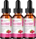 (3 Pack) M inç Magnezyum Glycinate Liquid Drops, Magnezyum Sıvı Supplement with Hücre Fiber Raspberry Flavor Flavor