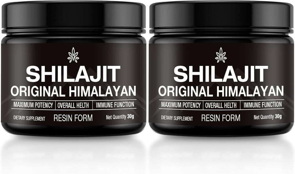 Shilajit Pure Himalayan Organic Shilajit Resin Gold Grade 100% Pure Shilajit för Män & Kvinnor med Fulvic Acid, 85 + Trace Minerals, Lab Test för energi, Immune Support, 30 Grams (2 Pack)