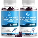 M inch Glucosamine Chondroitin Gummies, 1500mg Glucosamine & 1000mg MSM per Serving, Joint Supplement podpory pro dospělé, Elderberry Flavor, 45 Servings (Balení 2)