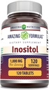 Fórmulas surpreendentes Inositol Tablets Suplemento 1000 Mg por serviço □ Vitamina B8 □ Não-GMO □ Gluten-Free □ Made in USA (1 Pack, 120 Count)