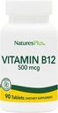 Natures Plus bitamina B12 (Methylcobalamin) - 500 mcg, 90 Vegetarian Tablets -High Potency Red Blood Cell Support - Natural Energy Booster, Osasun orokorra sustatzen du - Gluten-Free - 90 zerbitzatu