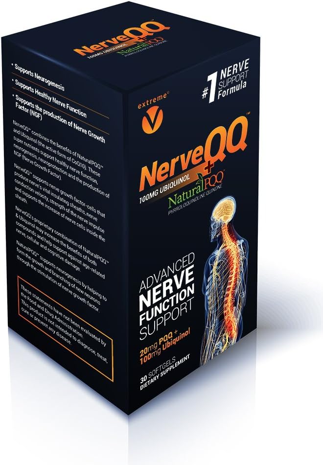 NerveQ Ultra Advanced Formula Neuropathy Support - # 1 Soovituslik närvi kasvufaktor (NGF) Tervis ja funktsioon. 100mg Ubikinol (QH) Plus Natural PQ 20mg (Taimetoitlased Softgels)