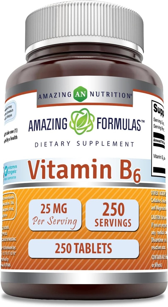 Amazing Formulas Vitamin B6 Pyridoxine 25mg 250 Tablets Συμπλήρωμα 