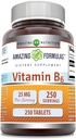 Amazing Formulas Vitamin B6 Pyridoxine 25mg 250 Tablets Suplemen 124; Non GMO 124; Gluten Free 124; Dibuat di AS
