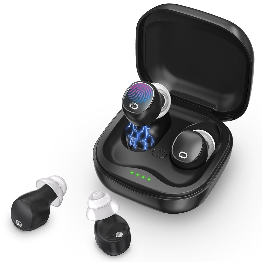 Mendengar Aids, Rechargable Hearing Aids for Senior Dewasa dengan Sentuh Volume Control, 16- Channel Digital Amplifier dengan Noise Reduction, Comfort Invisible Fit