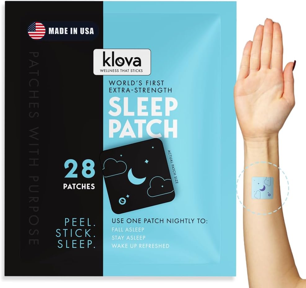 Klova Extra Strength Sleep Patches for Advanced 124; Natural Sleep Aid with 6 mg Melatonin, Valerian & L- Theanine