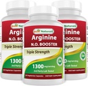 Bästa Naturals L-Arginine NO Booster Triple Strength 1300 mg Servering 120 Veg Capsules (120 greve av 3)
