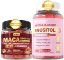 NEVISS Açúcar livre 1Pack Maca raiz chicletes preenchidos e 2Pack Myo-Inositol & D-Chiro Inositol chicletes