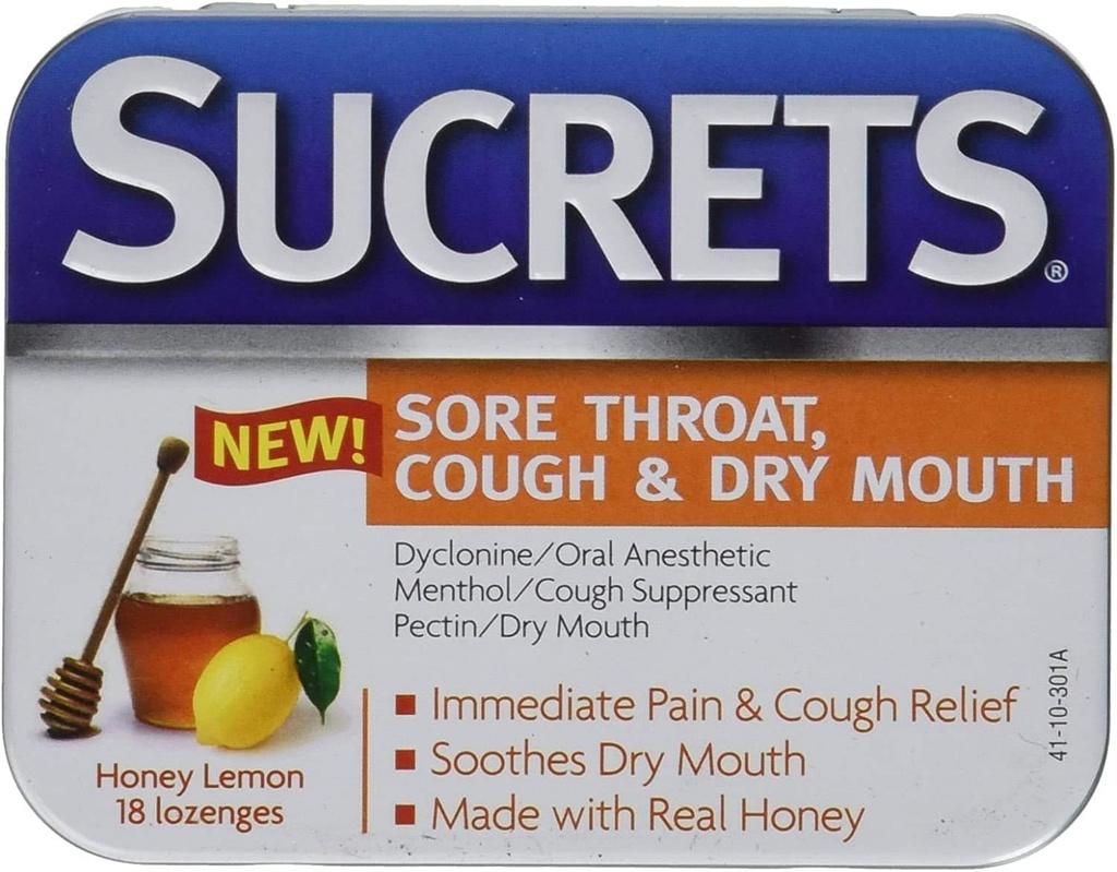 Sucrets Hare Throat & Cough Lozenges | Honey Sidrun | 18 Loe iga | Pakend 2