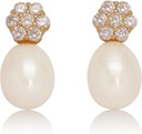 18K Gold Plated Sterling Silver Stud Pink Cultured Pearl Drop Oбици