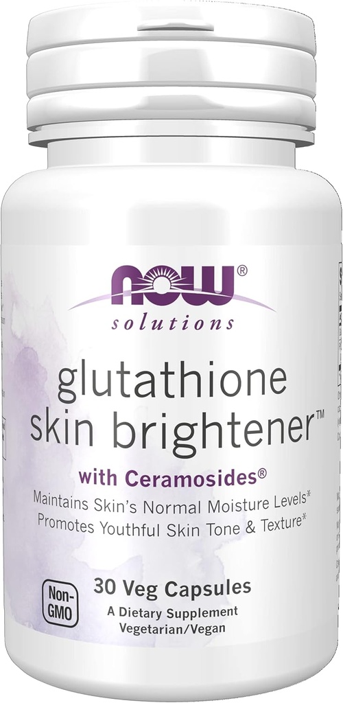 Now Foods Solutions, Glutathione Skin Brightener 配有 Ceramosides , 摩擦和照明, 30 Veg Capsules 等