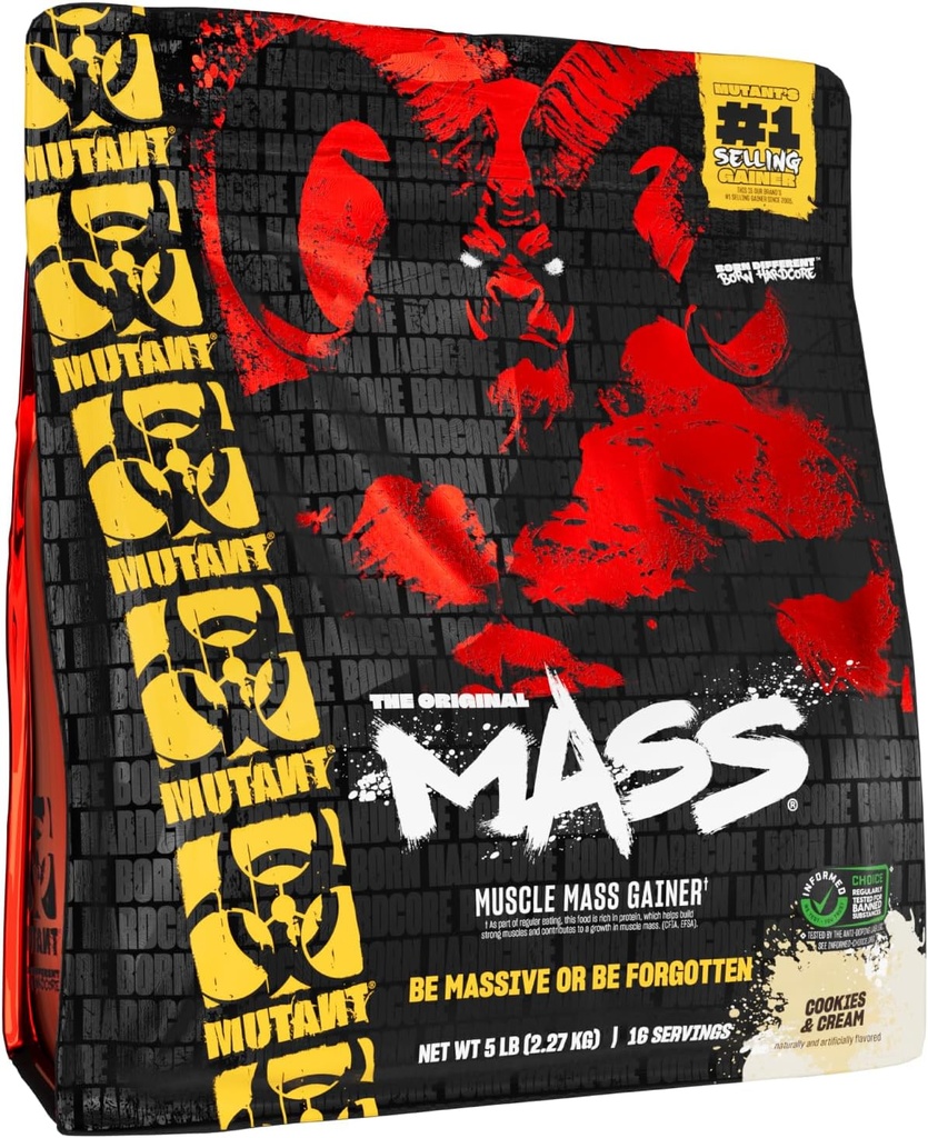Mutants Mass - ) Svars Mass Gainer Olbaltumvielas Pulveris - augsts Calorie Protein Pulveris masas pieaugumam - Cookies and Cream - 5 mārciņa