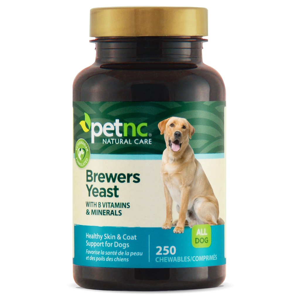 Petnc Natural Care Brewers Yeast Dog Skin and Coat Supplement (250 Chewables), With B Vitamins, Antioxidants & Minerals, Promotes Healthy Skin & Glossy Coat, For Dogs 10 Lbs & Over