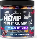 Hemp Gummies Night Time, High Potency Nap Gummies, Peace and Relaxation, Fruity Butterfly Gummy Bear Edibles, Good Mood, Calm, Restful Bedtime- Natural Omega Hemp Oil-Made in USA