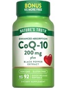 Nature's Truth CoQ10 200 mg Softgels | 92 Count | Enhanced Absorption | with Black Pepper Extract | Non-GMO & Gluten Free Supplement