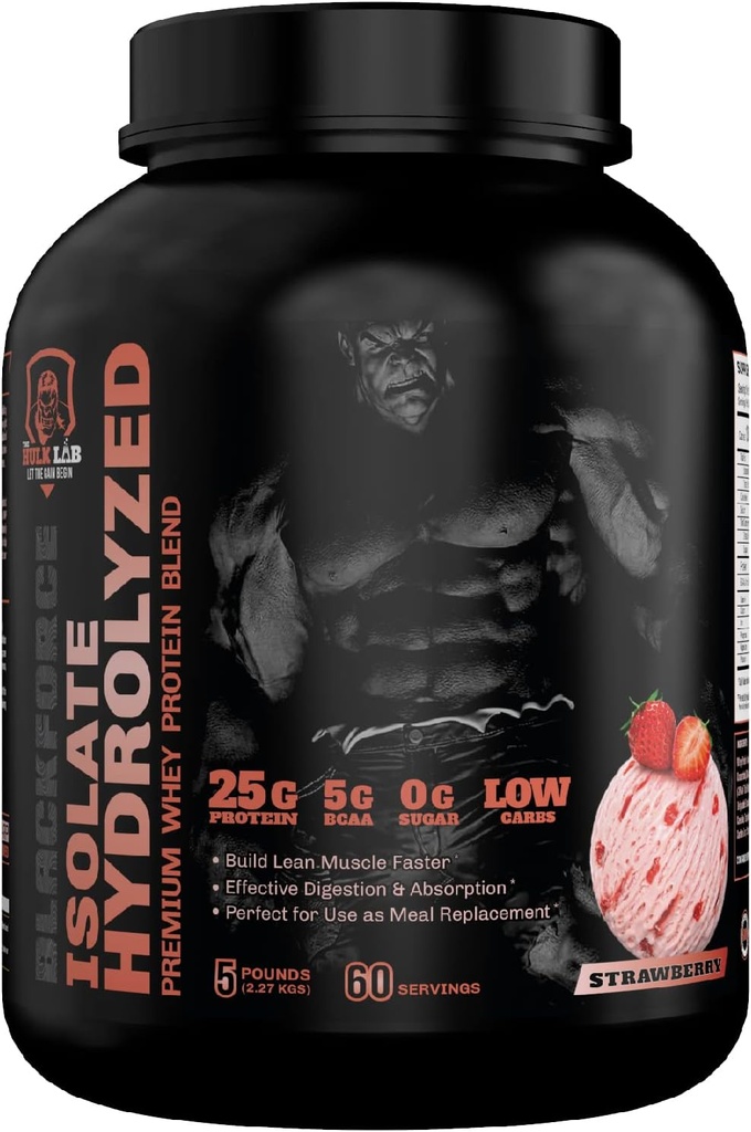 Whey Protein Isolate (Strawberry) 5LBS - Isolate Protein Powder, ikke-GMO - Gratis Proteinprøve i ditt første kjøp!