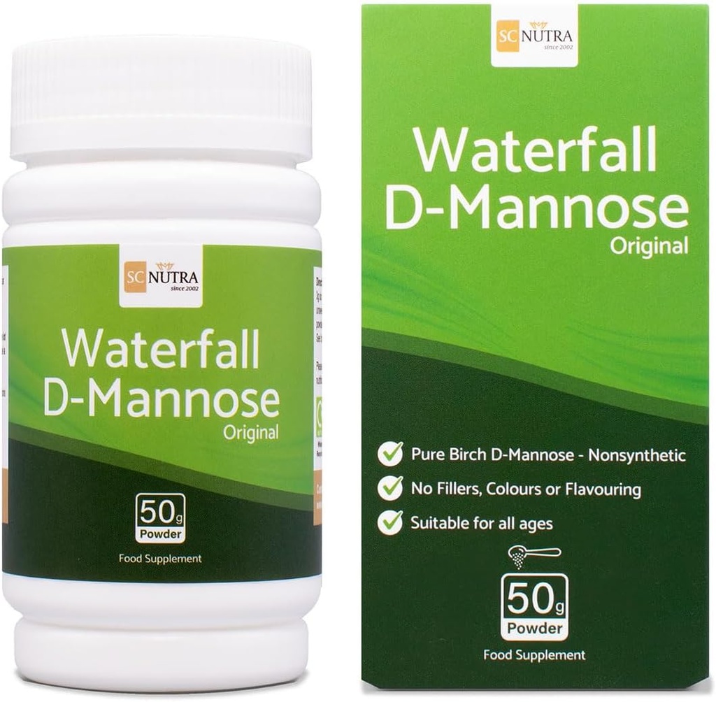 Wasserfall D-Mannose Pulver - 100% reines D-Mannose-Pulver Natürlich aus Birke - kein Blend - frei von Bulking Agent, Füllstoffe & Cranberry - 50g / 1.76oz