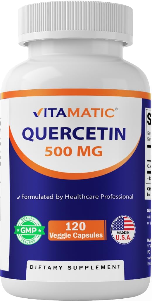 Vitamatic Quercetin 500 mg, 120 Vegetariánske kapsuly (non- GMO, bez lepku, Vegan) - podporuje kardiovaskulárne zdravie