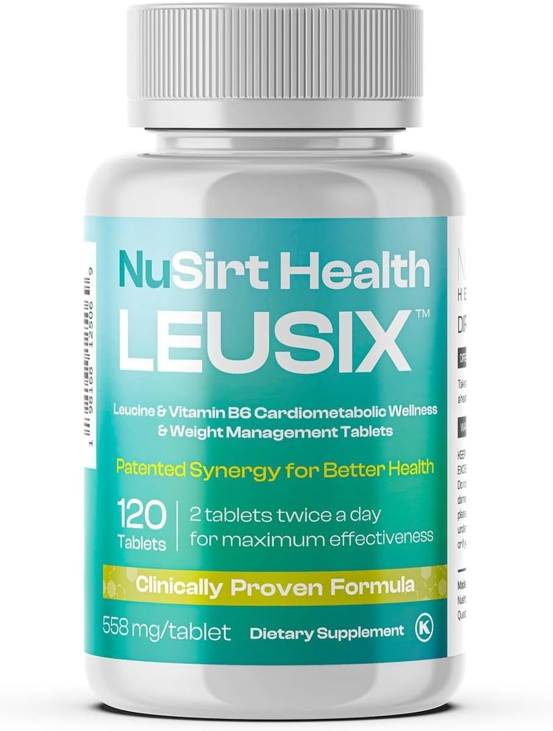 LEUSIX 重量管理补编 — 获专利的Leucine + 维生素B6 公式 — 支持代谢,脂肪利用和精液肌肉 — 120 片 (1-月供应)