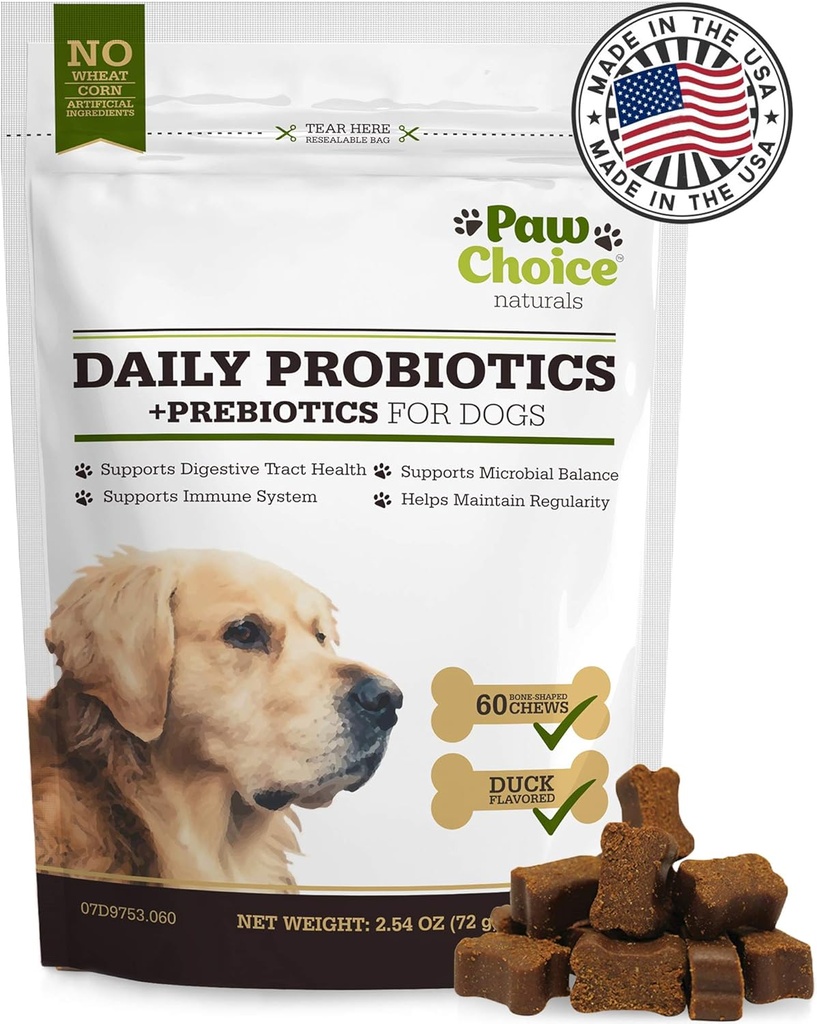 L'elecció de Paw Probiotics pels Dogs amb prebiòtics - Daily Chews per Gut Salut, Digestion, Regularitat, i Imnee suport - Tractament natural suplementari a EUA