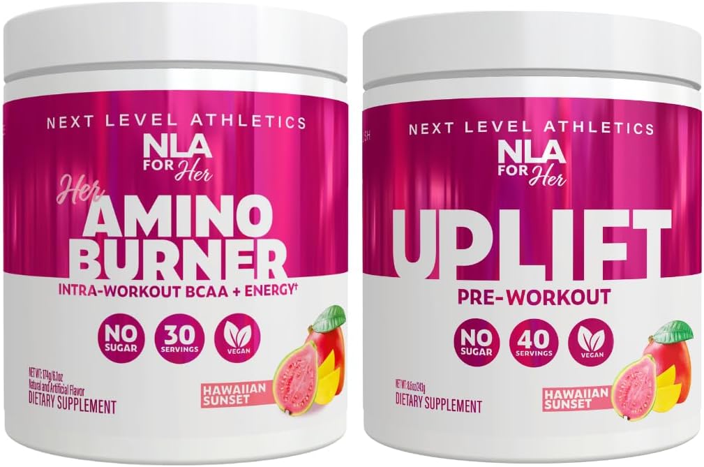 NLA par viņas Pre / Intra Workout Stack (tostarp viņas Thermogenic Amino Hawaiian Sunset un Uplift Pre Workout Hawaiian Sunset)