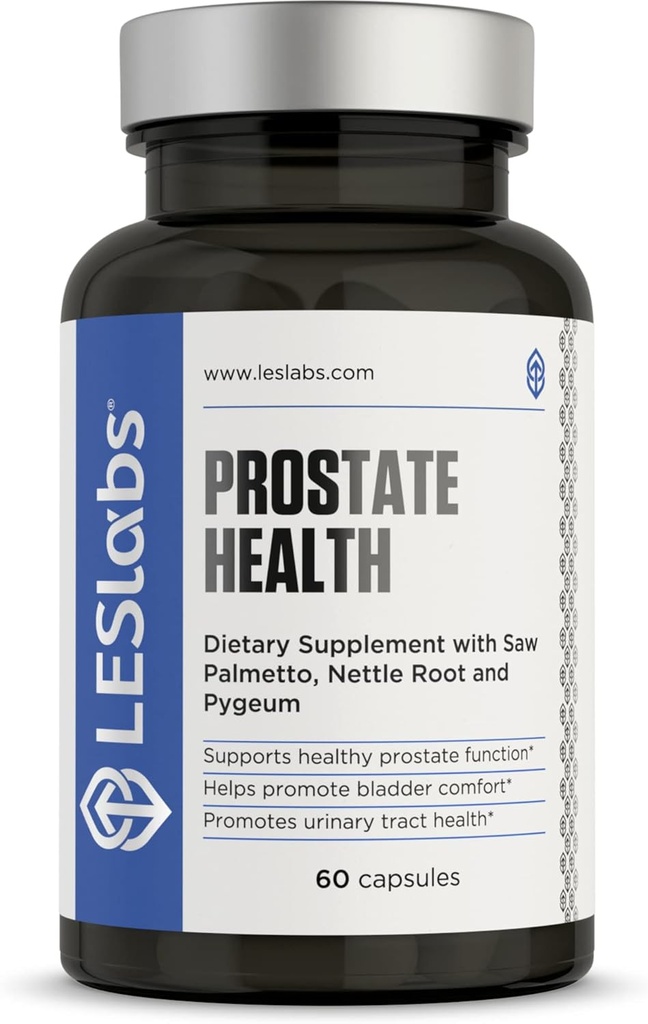 les Labs Prostate Health - Prostate Support, Urinary Tract Health, פחות ביקורים בחדר האמבטיה ושינה משופרת - Saw Palmetto, Pygeum, Beta Sitosterol & Nettle Root - תוסף non-GMO - 60 קפסולות